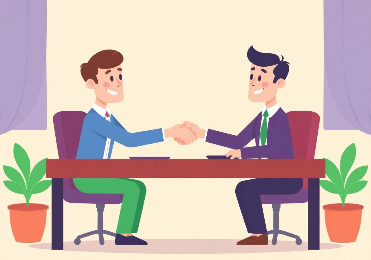 Member shaking hands with an employer after a successful interview